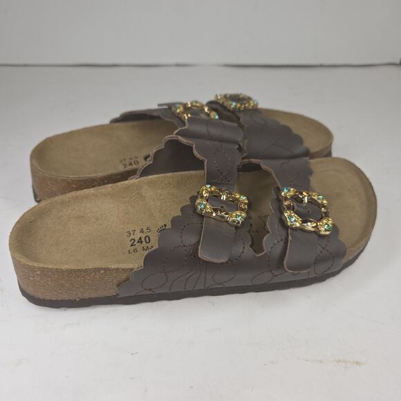 Betula Birkenstock Goldish Women 6.5 Gold Leather Sandals Lagenlook Cottagecore - Picture 4 of 7